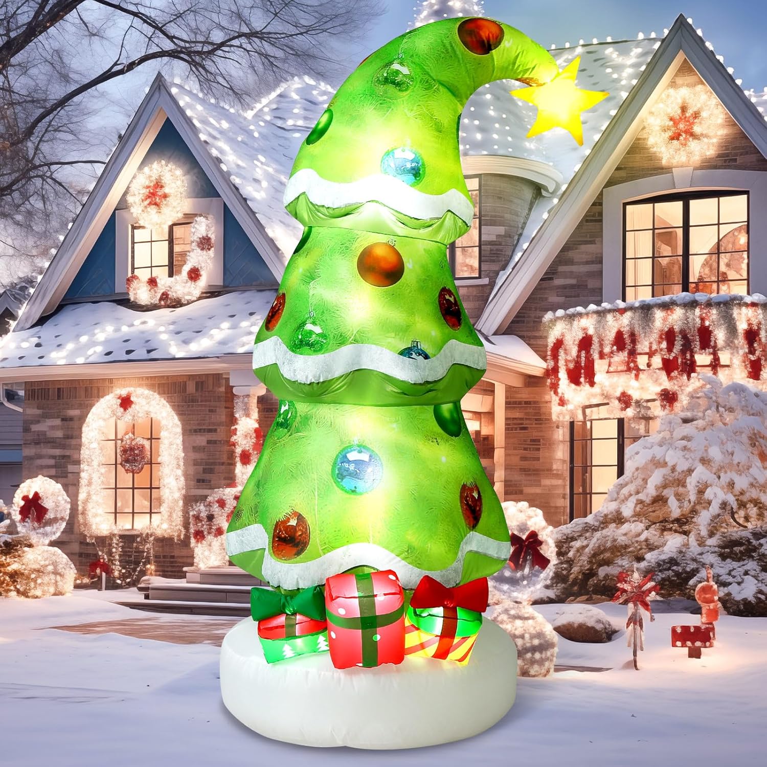 Christmas Lights Outdoor - Lime Green 6.9ft Outdoor Inflatable Christmas