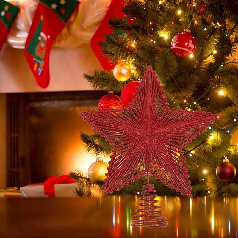 25cm Red Glitter Christmas Tre - огляд і ціна Star Tree Topper