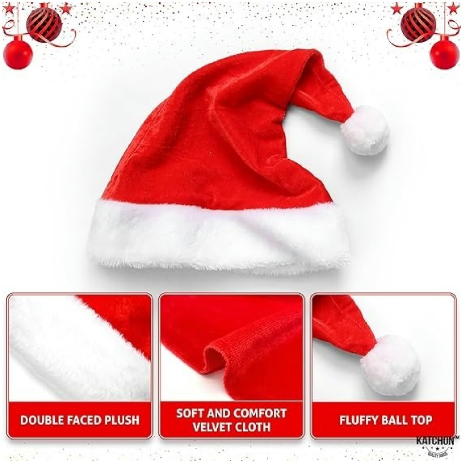 Fluffy Red Santa Hats Set with - огляд і ціна Santa Hat Plush