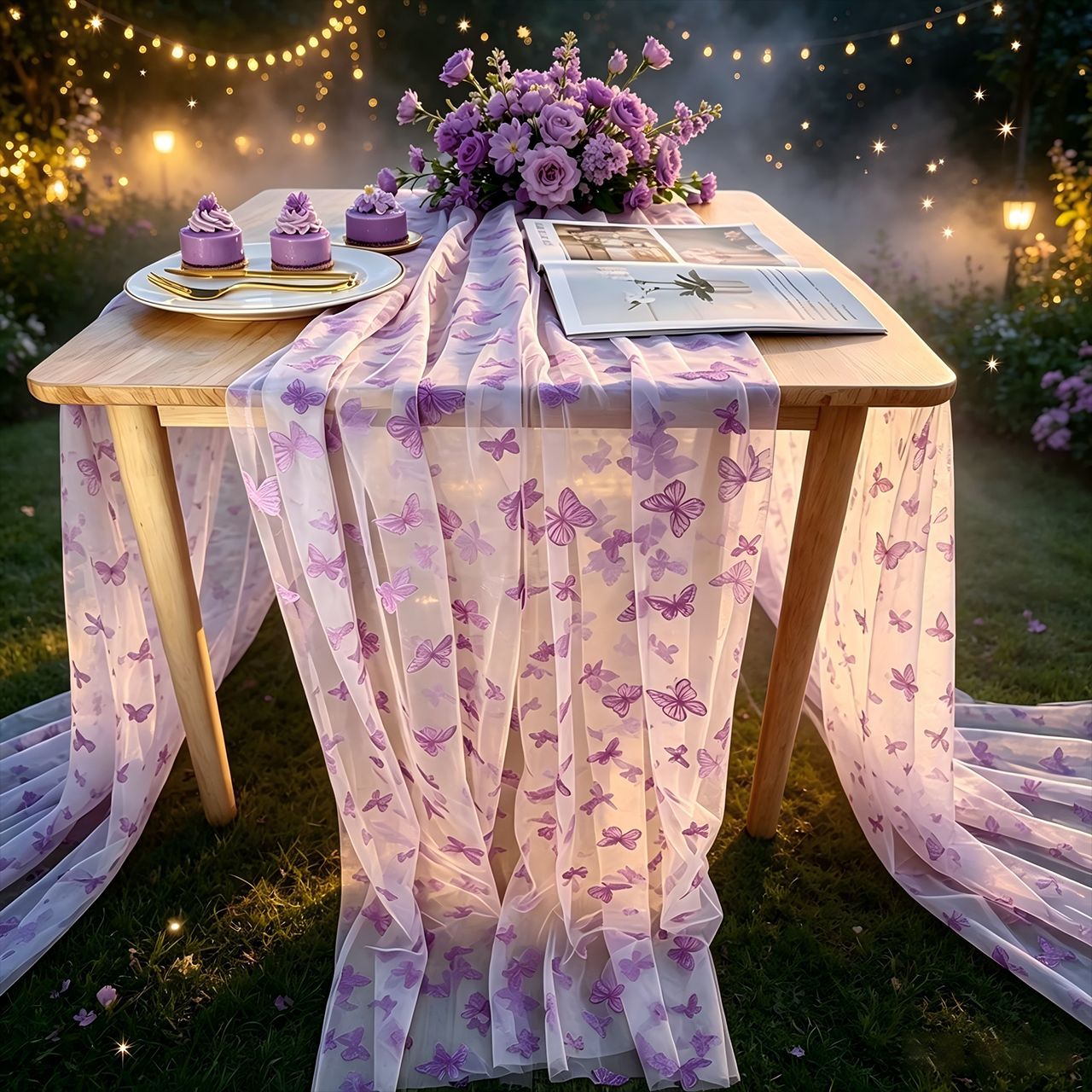 Nylon Tulle Flocked Butterfly  - огляд і ціна Christmas Table Runner