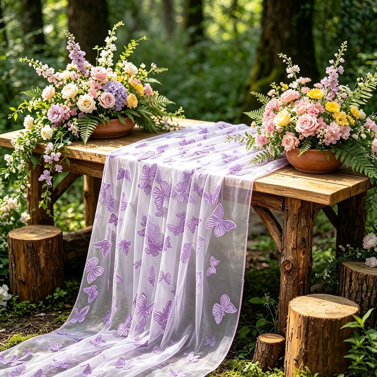 Nylon Tulle Flocked Butterfly  - огляд і ціна Christmas Table Runner