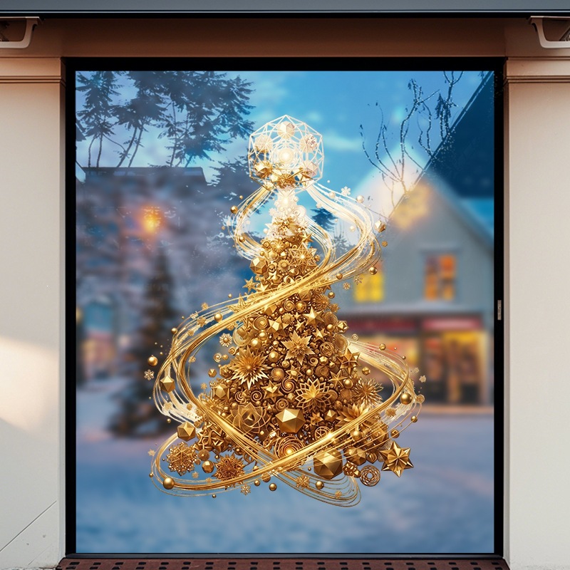 Golden Xmas Tree Window Cling  - огляд і ціна Snowflake Window Decal